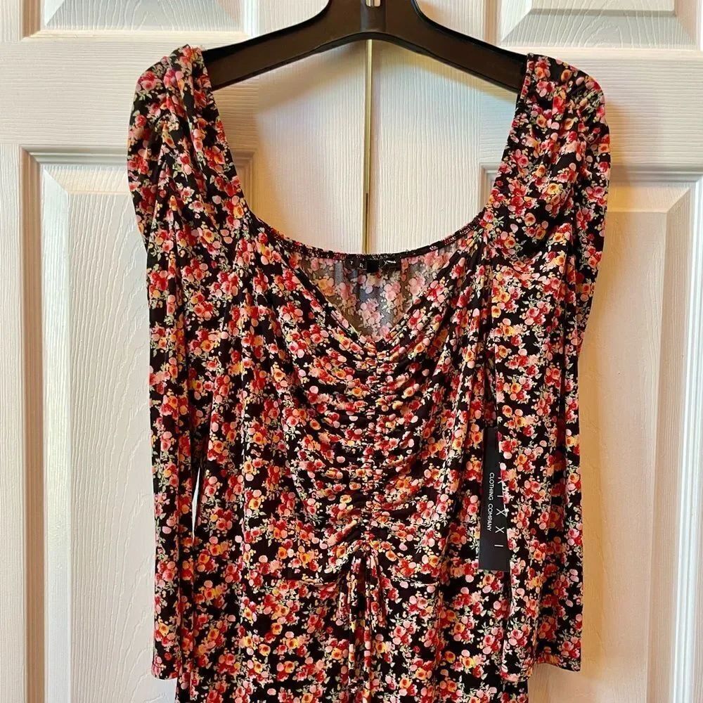 FLORAL PULL OVER DRESS by TRIXXI SIZE XL NWT - Picture 3 of 6